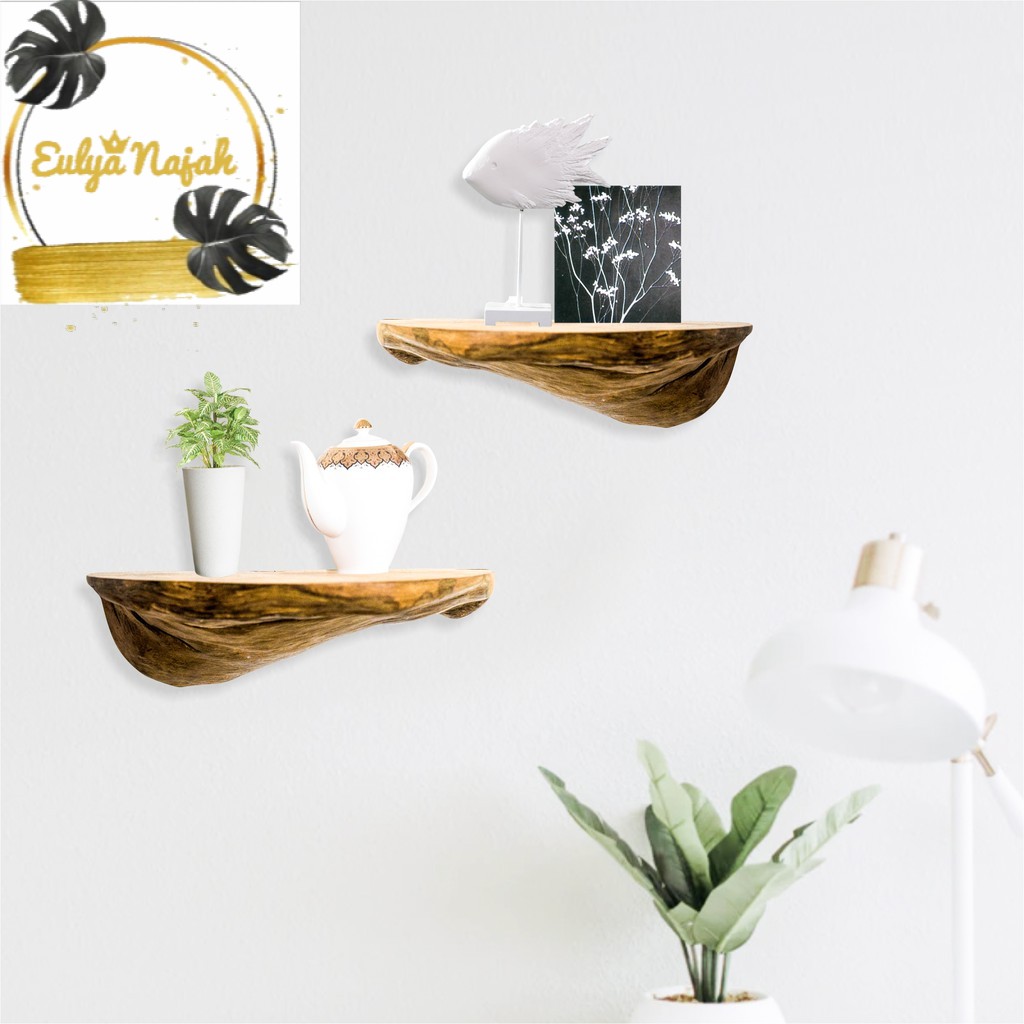 Rak Dinding Ambalan Rak Dekorasi Fosil Jati Hiasan rak dinding Jati motif serat kayu