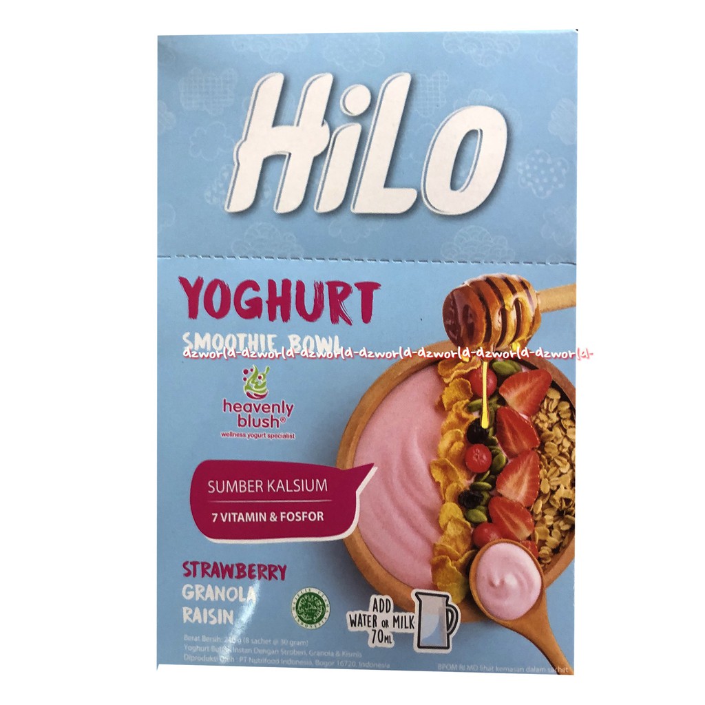 Hilo Yoghurt Heavenly Blush Strawberry 8 Sachet Makanan Yogurt Instan