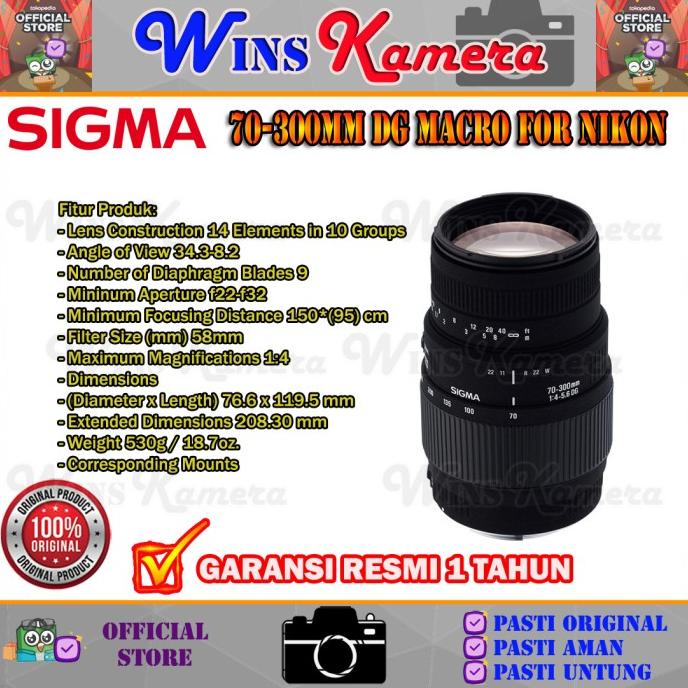 Lensa Sigma 70-300mm DG Macro For Nikon Original