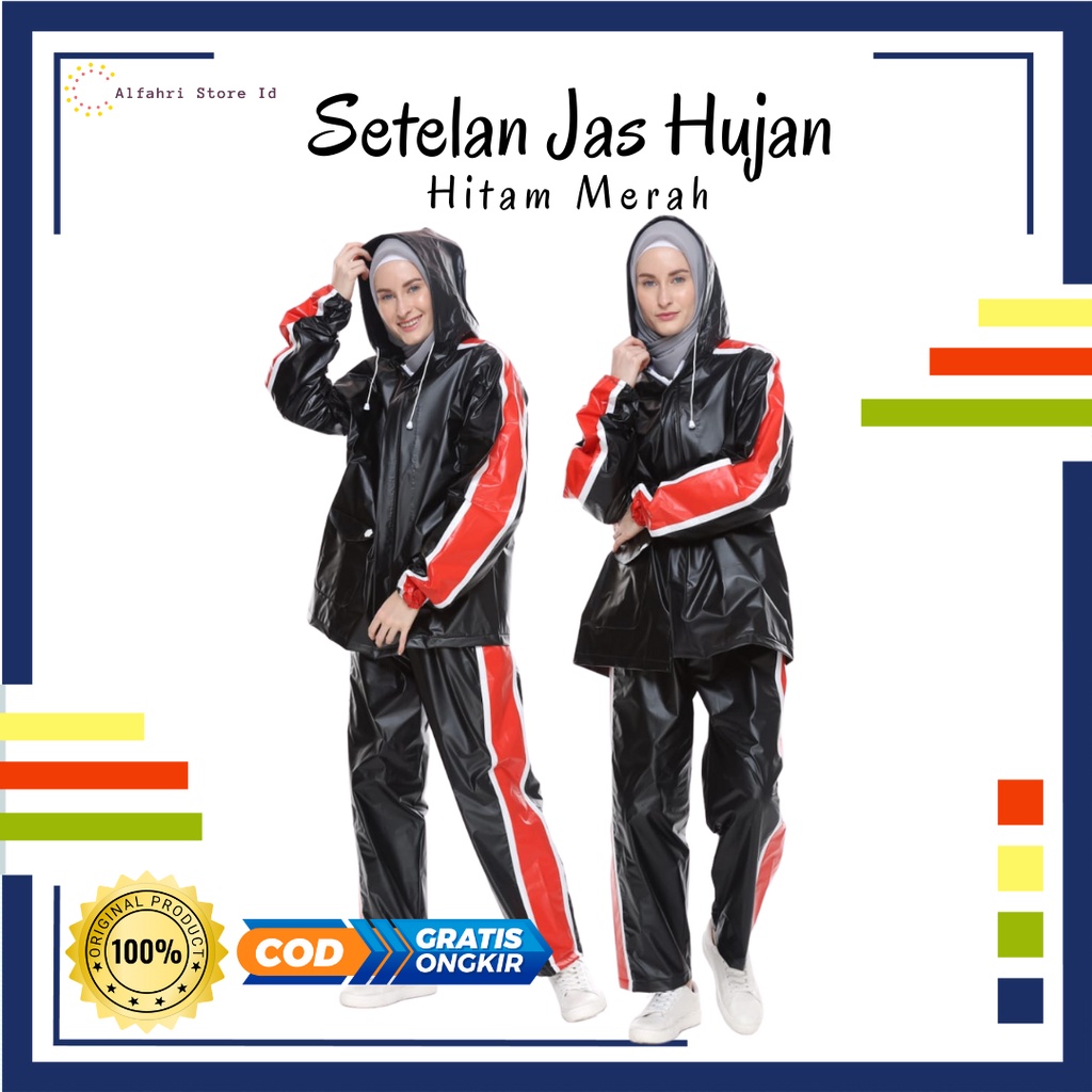 Alfahri store mantel hujan wanita anti air bahan pvc tebal &amp; lentur / Raincoat bromo 11 pro