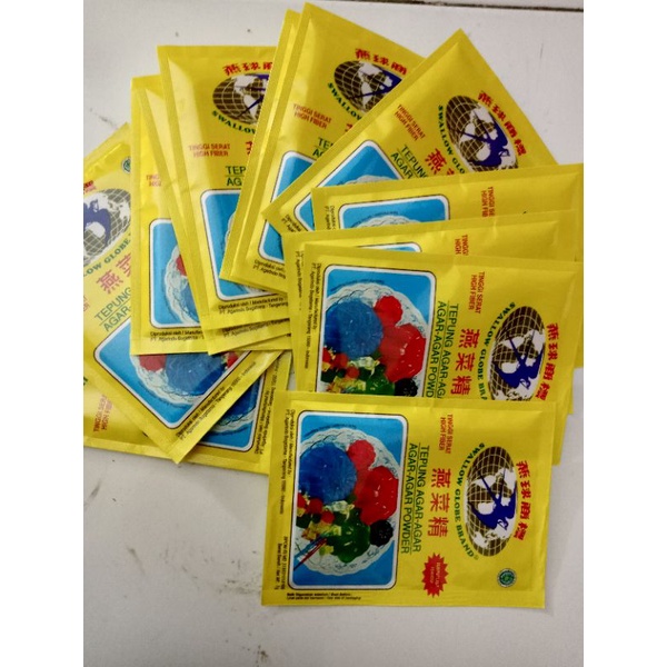 

tepung agar agar swallow globe 7 gram - Putih