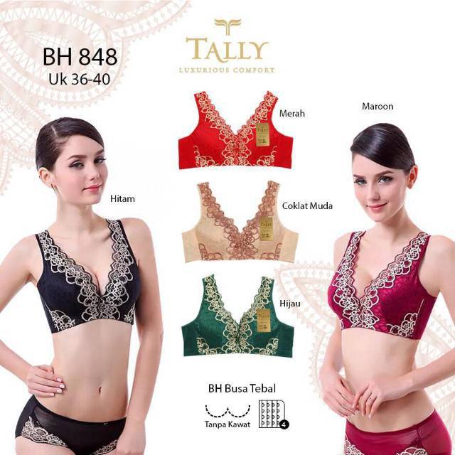 Bh Bra Push Up Busa Tebal Tanpa Kawat Bra Jumbo Cup Besar C D Penekan Lemak Samping Tally 848 Murah
