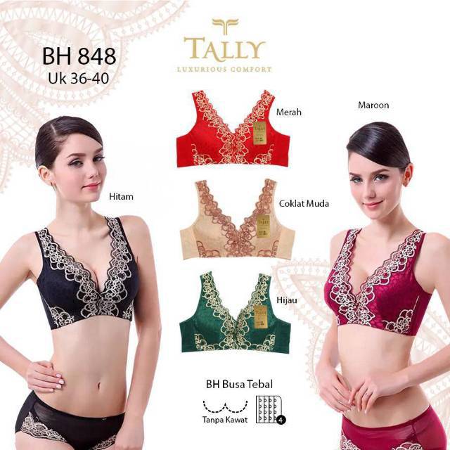 Bh Bra Push Up Busa Tebal Tanpa Kawat Bra Jumbo Cup Besar C D Penekan Lemak Samping Tally 848 Murah