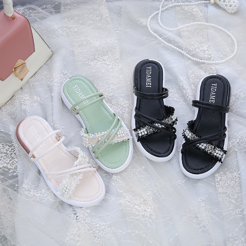 TBIG [COD] Sandal Slip On Wedges Rdstory3 Wanita Sepatu Korea Style Sekolah Kuliah