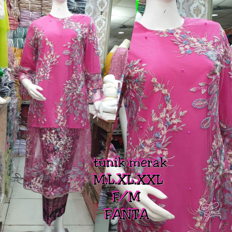 kebaya model tunik bunga merak