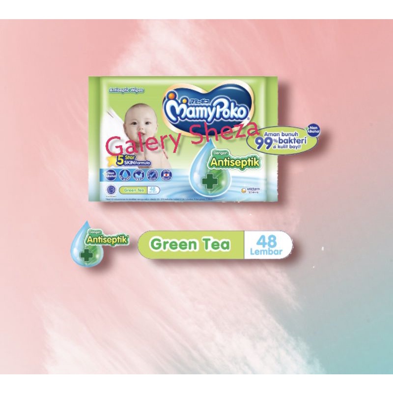 Mamypoko Tissue Basah Antiseptik Green Tea Perfume Isi 48 Lembar