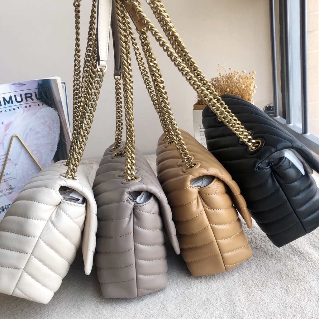 (SameDay Grab)  22cm Original TB sheepskin Kira Chevron 90452 Small ladies shoulder bag Crossbody bag