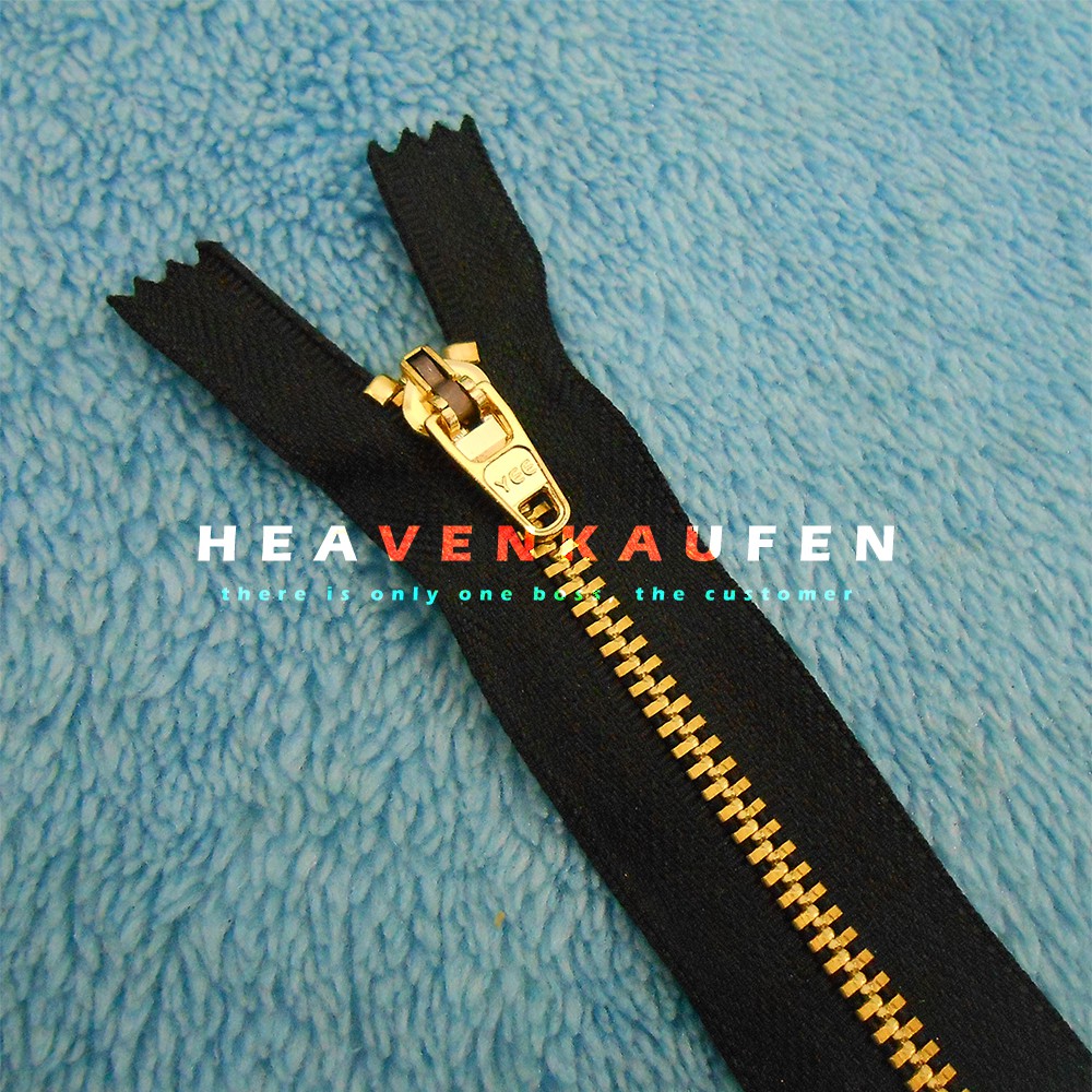 Resleting Jeans YEE 17,5 cm (7 inch) Hitam - Emas Gold Murah