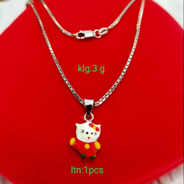 Kalung santa anak perak 925 + liontin hk ( pj kalung 35 cm )