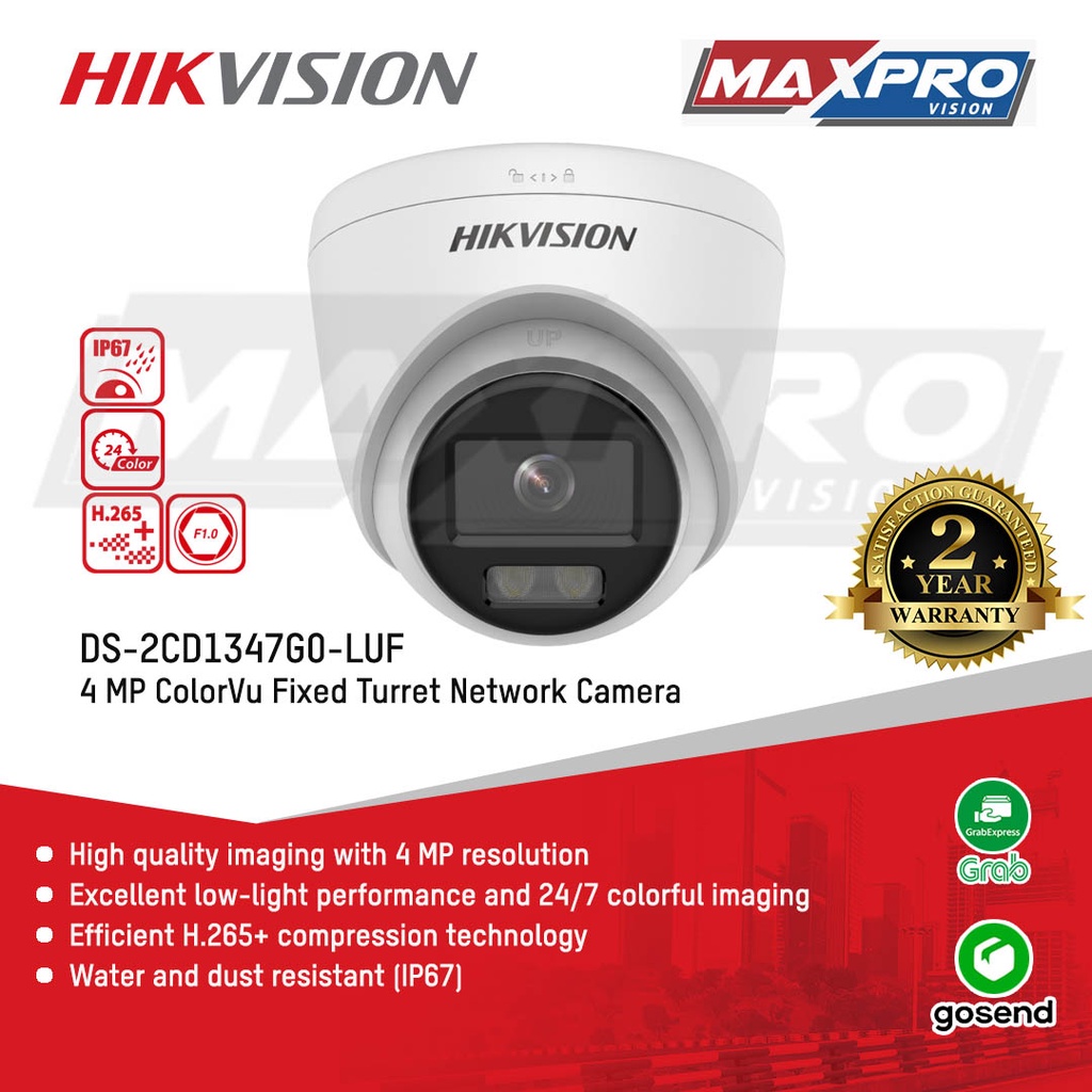 DS-2CD1347G0-LUF - HIKVISION IP CAMERA 4MP COLORVU AUDIO