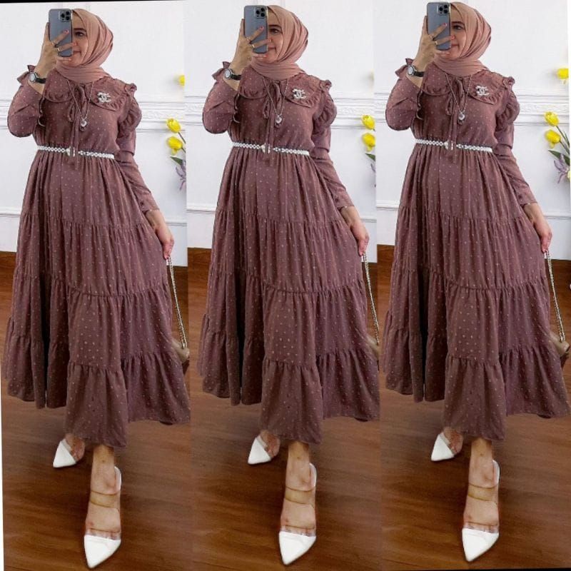MIDI DRESS RUBIAH CRINKLE TALI TERBARU