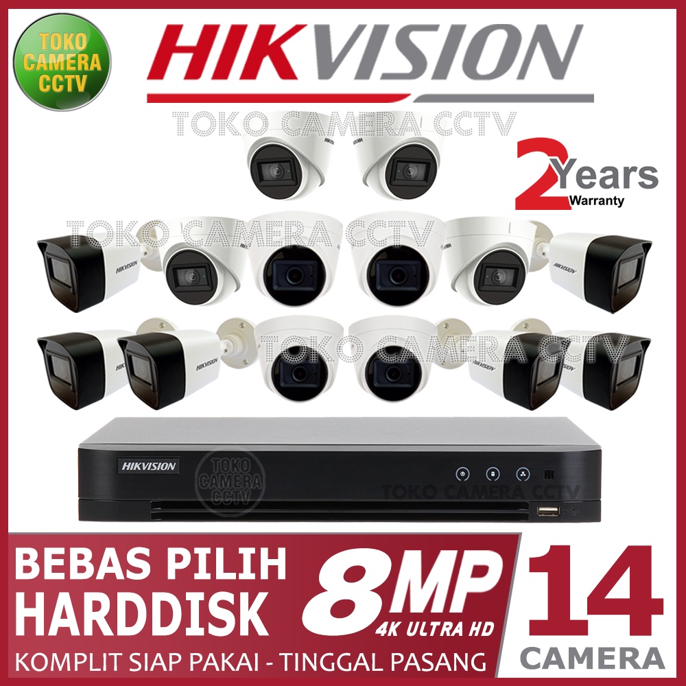 PAKET CCTV HIKVISION 8MP 16 CHANNEL 14 KAMERA