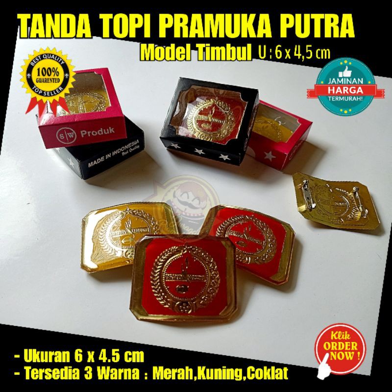 TANDA TOPI PRAMUKA PUTRA TIMBUL UKURAN SEDANG [ Kuningan 100% ] ( PRAMUKA )