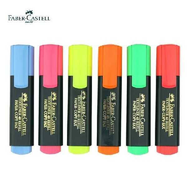 (NCS) STABILO KUNING HIJAU BIRU PINK/ HIGHLITER/ TEXTLINER 48 FABER CASTEL