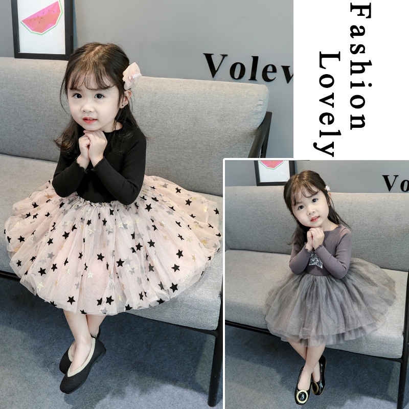 B098 NEW Dress tutu anak motif bintang kualitas premium