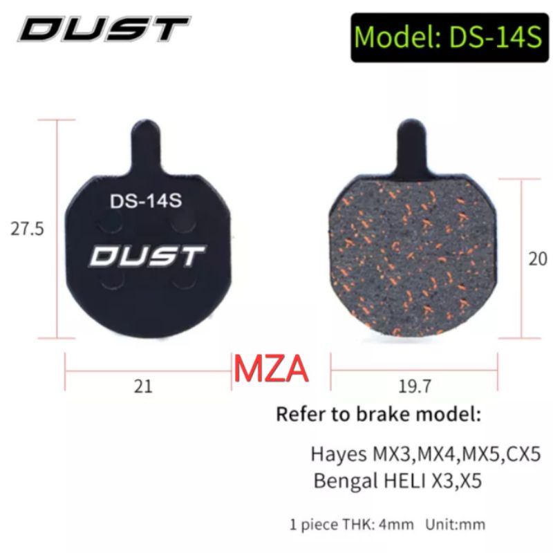 Dust DS-14S Kampas Rem For Heyes MX3 MX4 MX5 CX5 Bengal Heli X3 X5 Brake Pad Sepeda