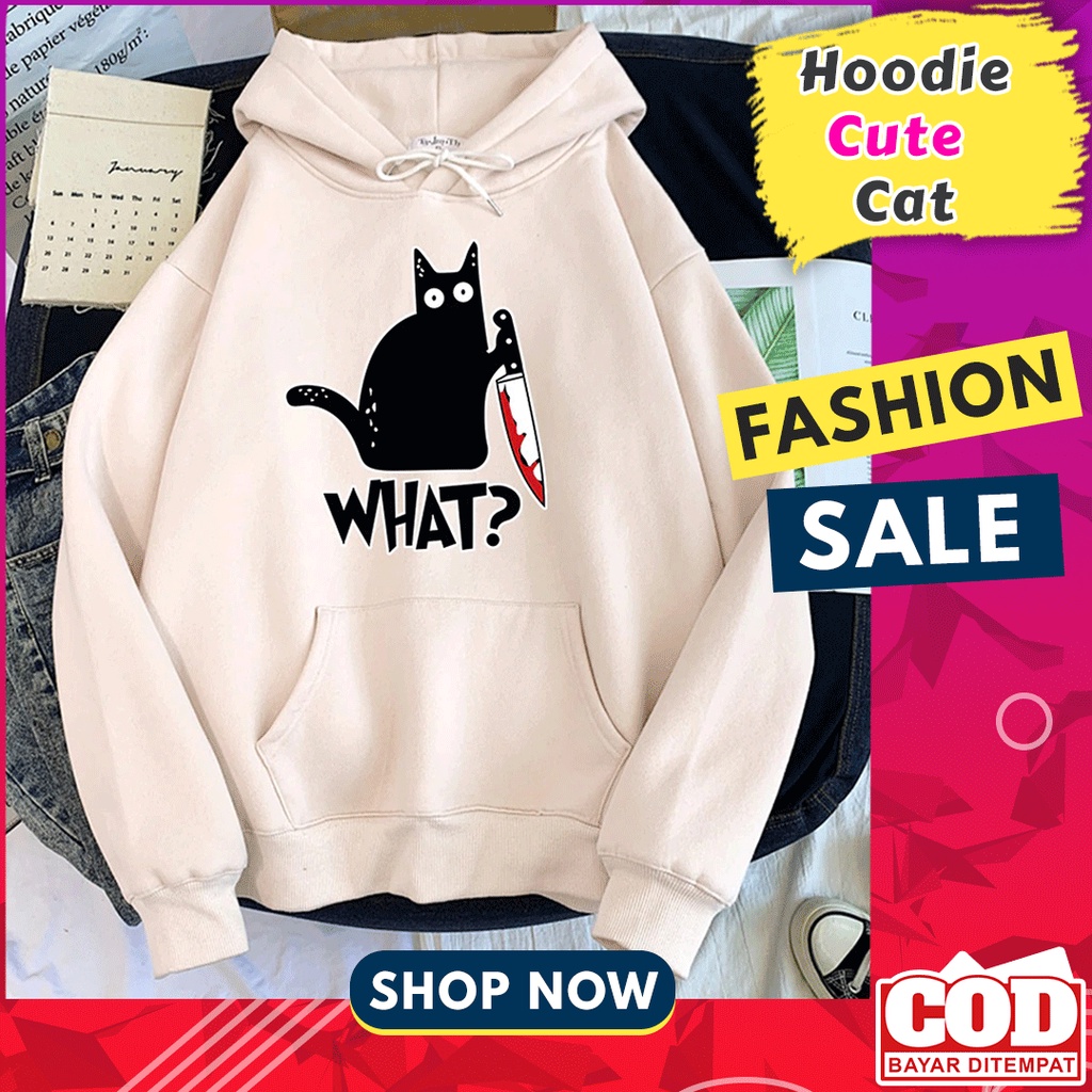 HOODIE WANITA KOREAN STYLE HODIE WANITA MURAH HOODIE KUCING SWEATER WANITA MURAH SWEATER WANITA PUTI