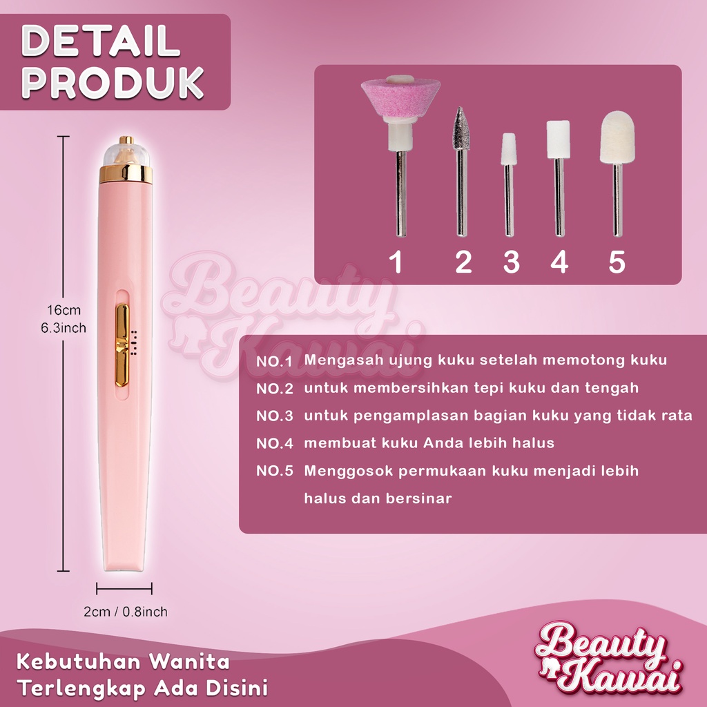 Kikir Kuku Elektrik 5in1 Pedicure Manicure USB Cas Nail Polish Portable