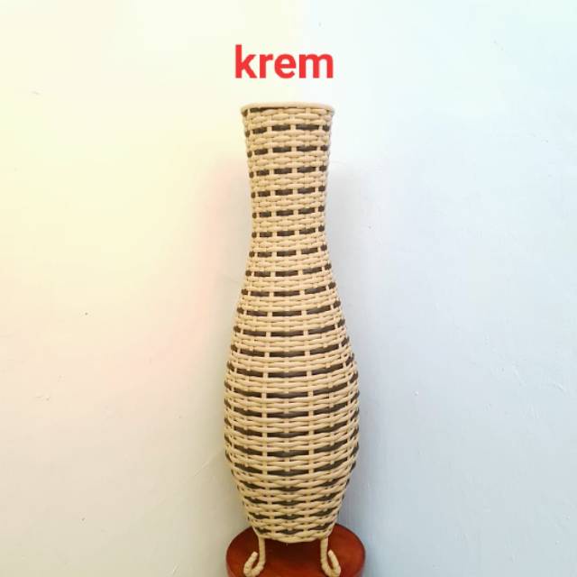 Vintageku_Shop Guci Rotan Sintetis Pot Bunga - Tinggi 60Cm