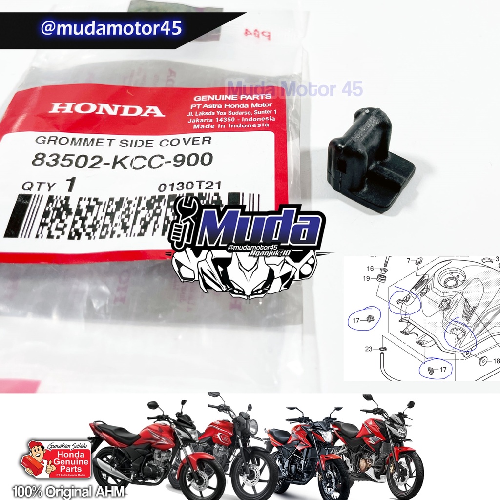 KARET COVER TANGKI DEPAN NEW CB150R CB 150 VERZA K15M K15G 83502-KCC-900 RUBBER HITAM KECIL DUDUKAN 
