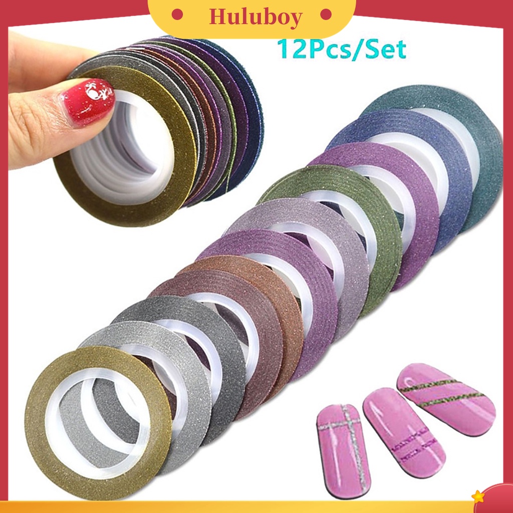 Huluboy Huluboy♡ 12pcs Stiker Kuku Multifungsi Bahan Plastik Ukuran 1mm Untuk Makeup