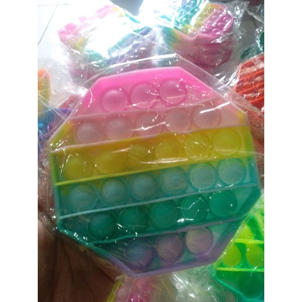 mainan anak pop  it pita 1 pcs-Segi8 pelangi