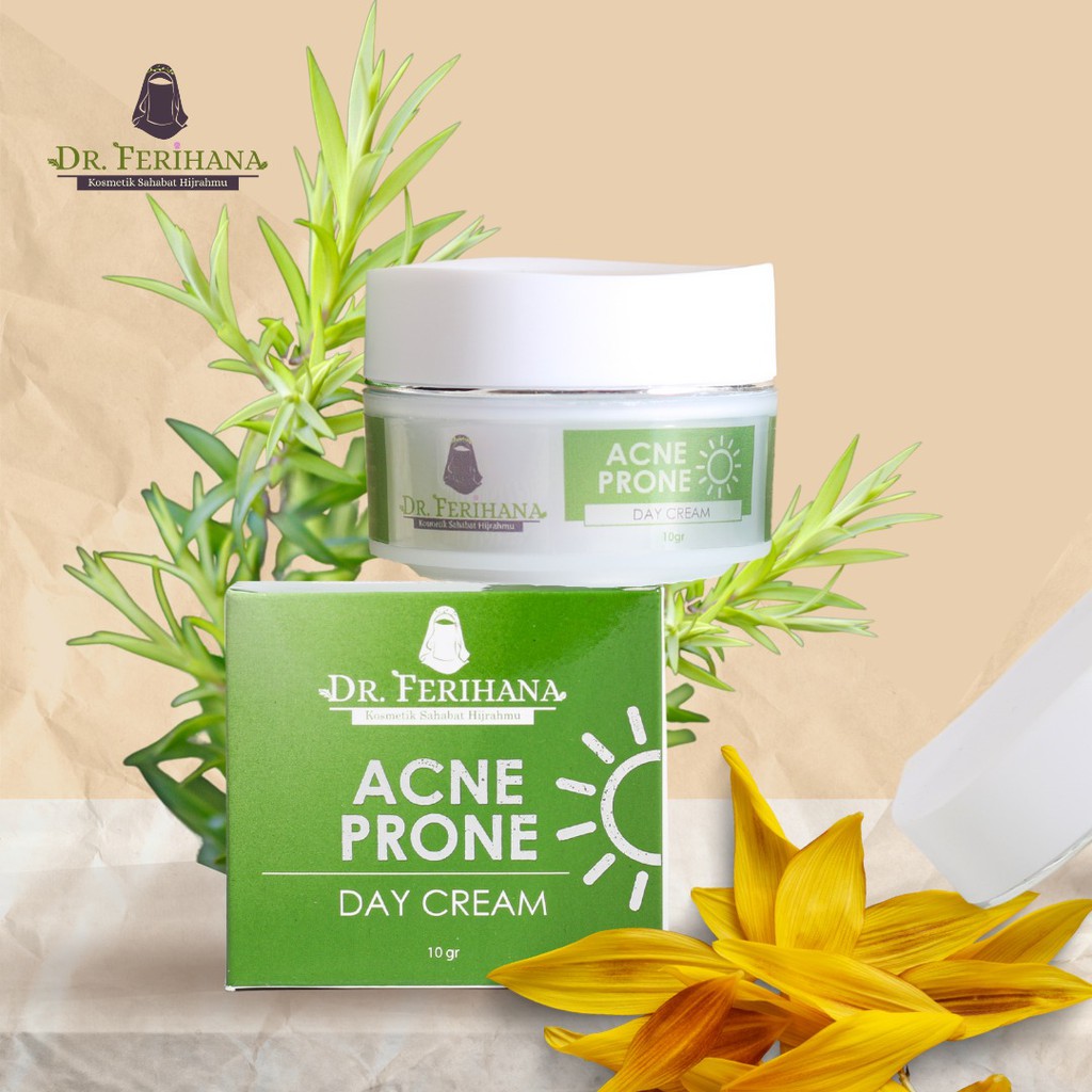 Acne Prone Day Cream dr. Ferihana Cosmetics &amp; Skincare Krim Siang untuk Perawatan Wajah Kulit Berminyak Berjerawat Ringan Sedang sampai Meradang Bernanah BPOM LPPOM HALAL MUI