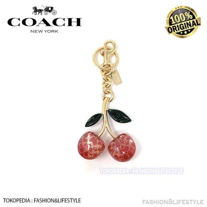 COACH CHARM KEYCHAIN Signature Cherry Bag ORIGINAL 100% New Stock