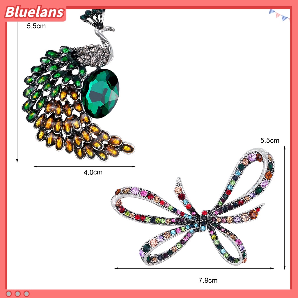 Bros Bentuk Hewan Burung Merak Butterfly Bahan Alloy Aksen Berlian Imitasi Untuk Pesta