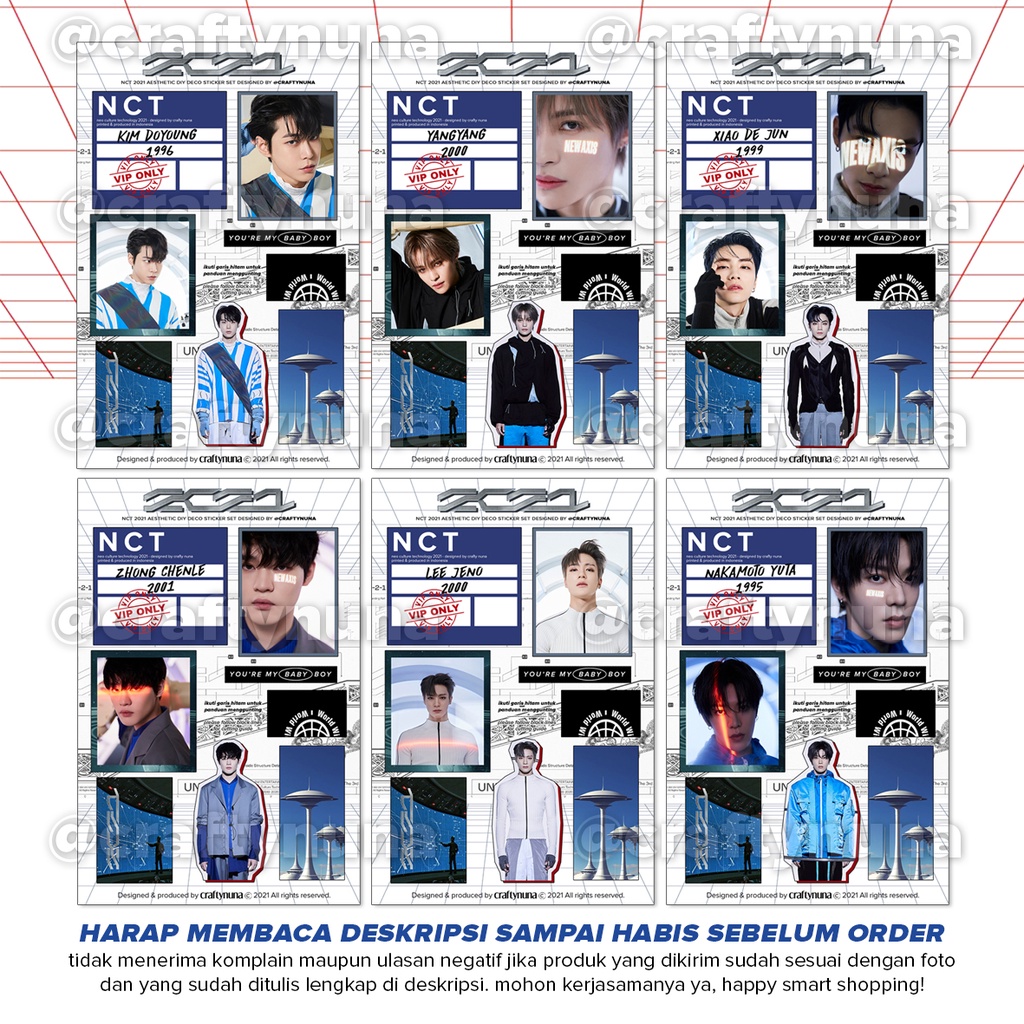 (NC-024) 21 member - NCT 2021 STICKER AESTHETIC DIY SET DECO stiker case hp estetik dream 127 wayv universe journal set