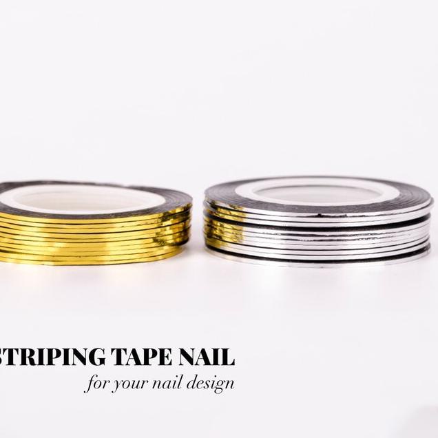 

Lariz manis.. Stripping tape gold dan silver nail tape sticker / tape line nailart