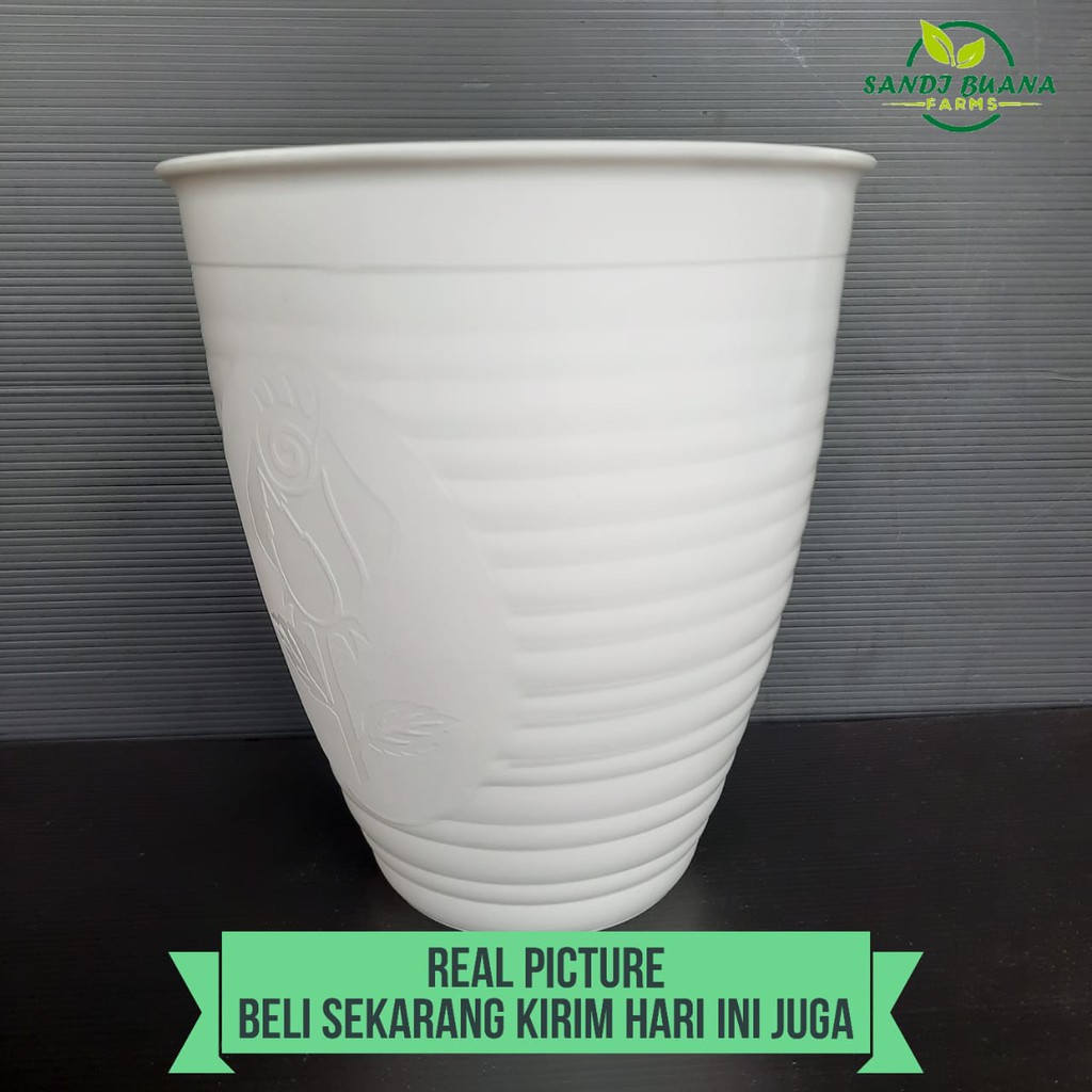 POT BUNGA TINGGI 20 PUTIH ESTETIK