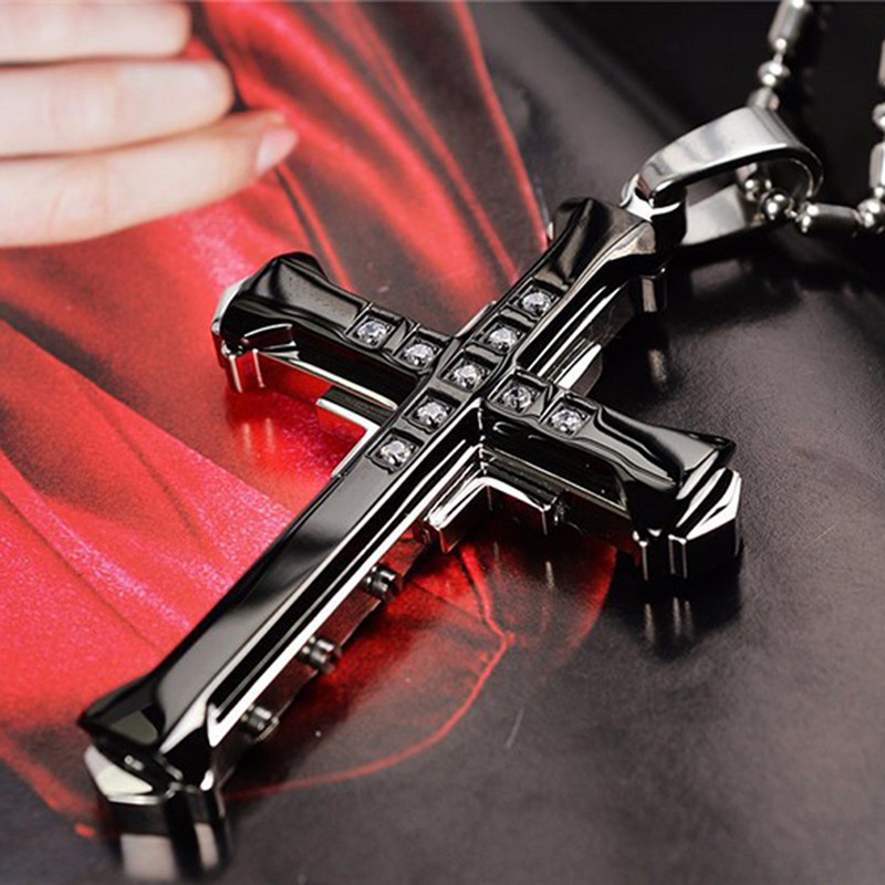 Kalung Salib Pria Rantai / Kalung Salib Jesus Laki Laki Stainless Steel Anti Karat PREMIUM