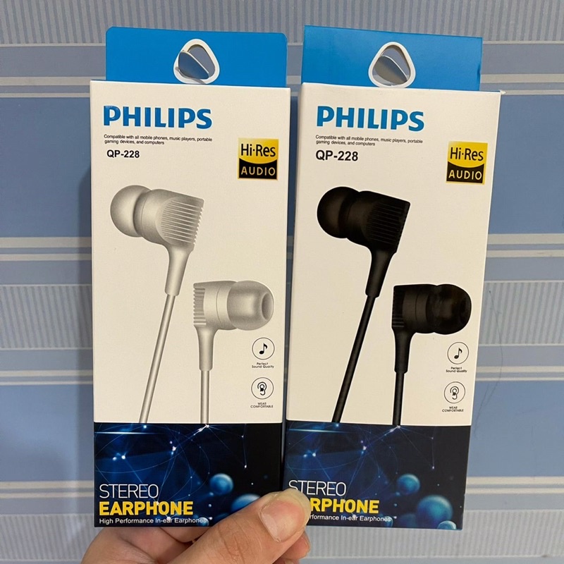 HEADSET PHILIPS 228 STEREO EARPHONE EXTRABASS HIRES AUDIO HF 228