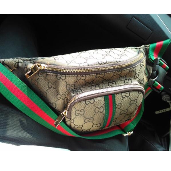 G07 GUCCI WAISTBAG TAS PINGGANG IMPORT KANVAS BUMBAG EMON POCKET DEPAN SUPER syahnaz➳☠ (Pasti Murah)