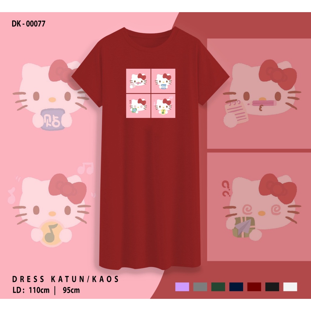 DRESS WANITA/HELLO KITTY/KATUN COMBAD 30S PREMIUM/BEST SELLER/DRESS SIMPLE