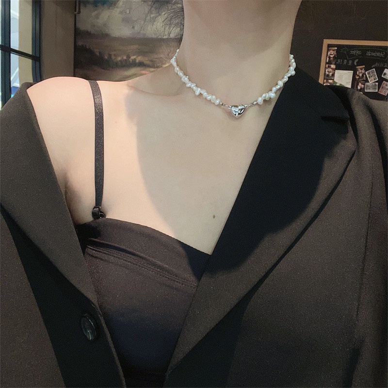 IFYOU Kalung Choker Gelang Rantai Buckle Magnet Bentuk Hati Gaya Vintage Untuk Wanita