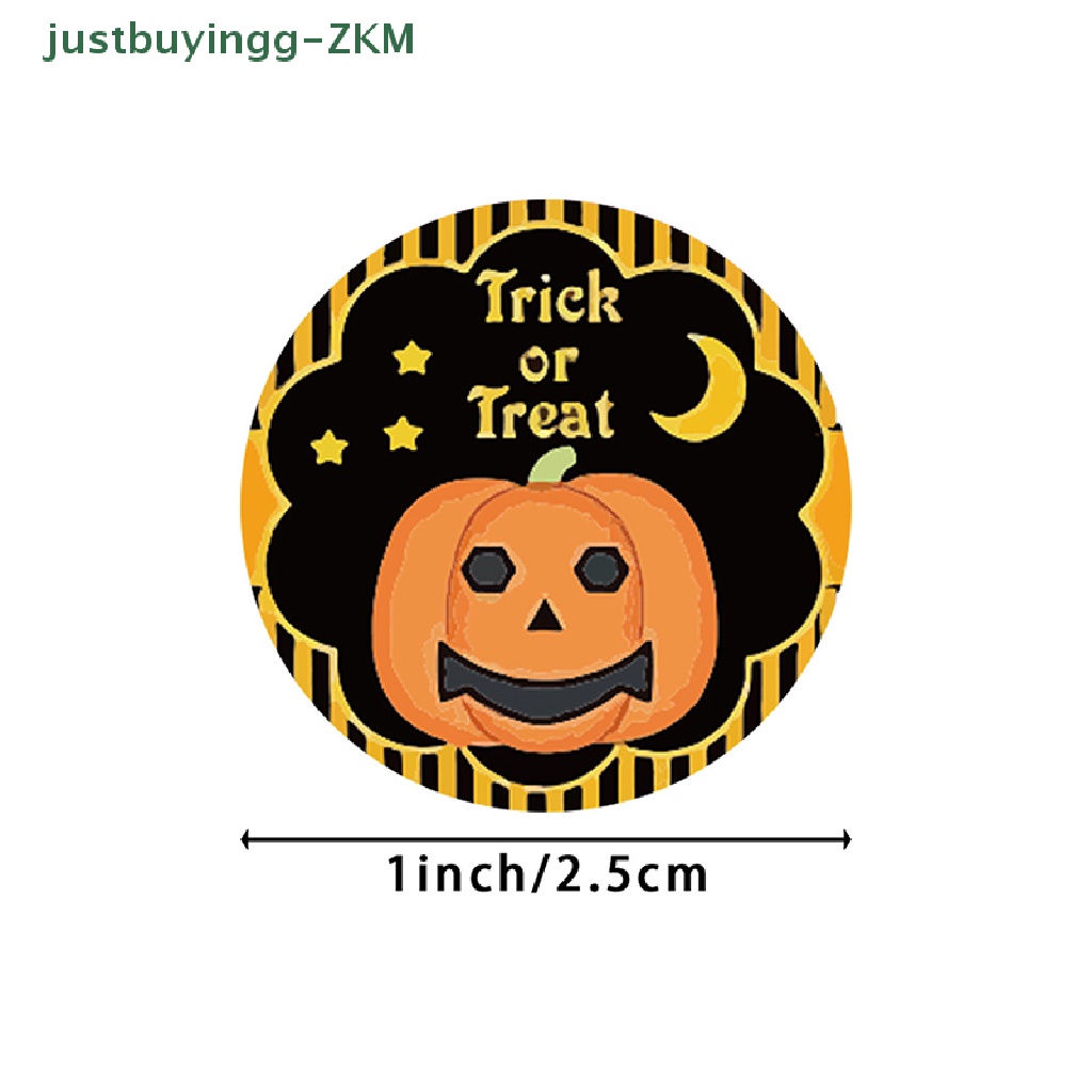 500 Pcs / Roll Stiker Kertas Motif Labu Halloween Untuk Dekorasi