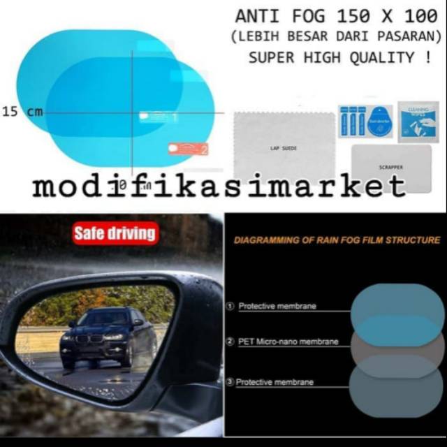 Anti fog spion mobil / waterproof  spion mobil isi 2pcs 100x150mm