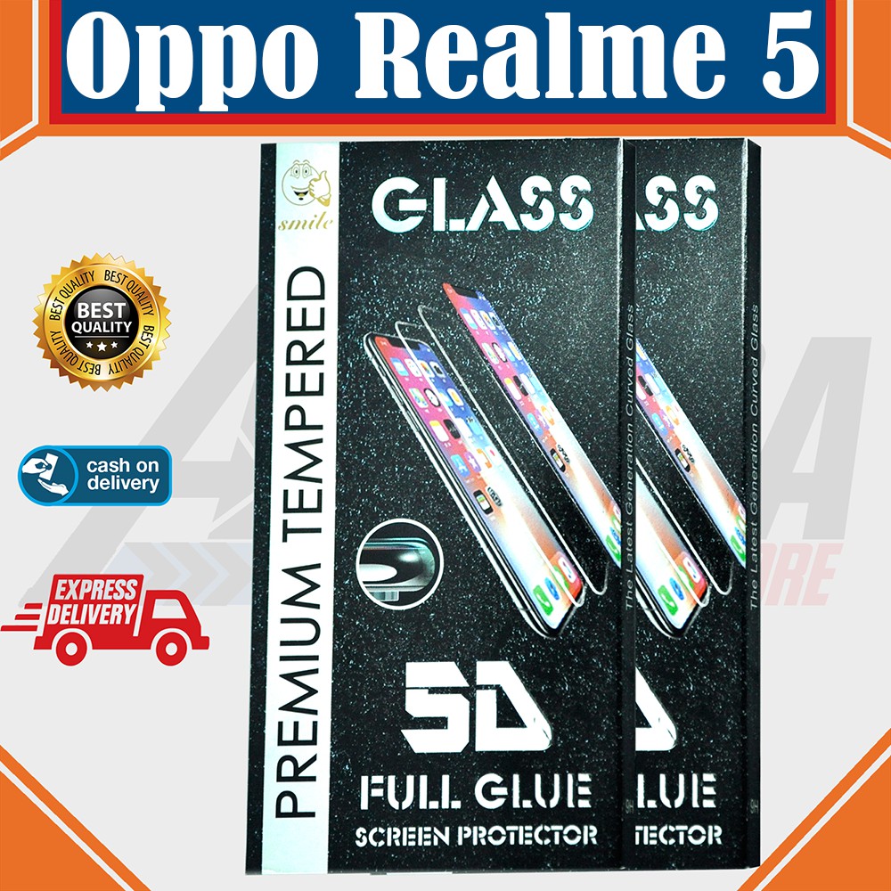 Aldora Tempered Glass Full Screen 5D Oppo RealMe 5 / RealMe 5i Anti Gores Kaca Smile Full Layar High