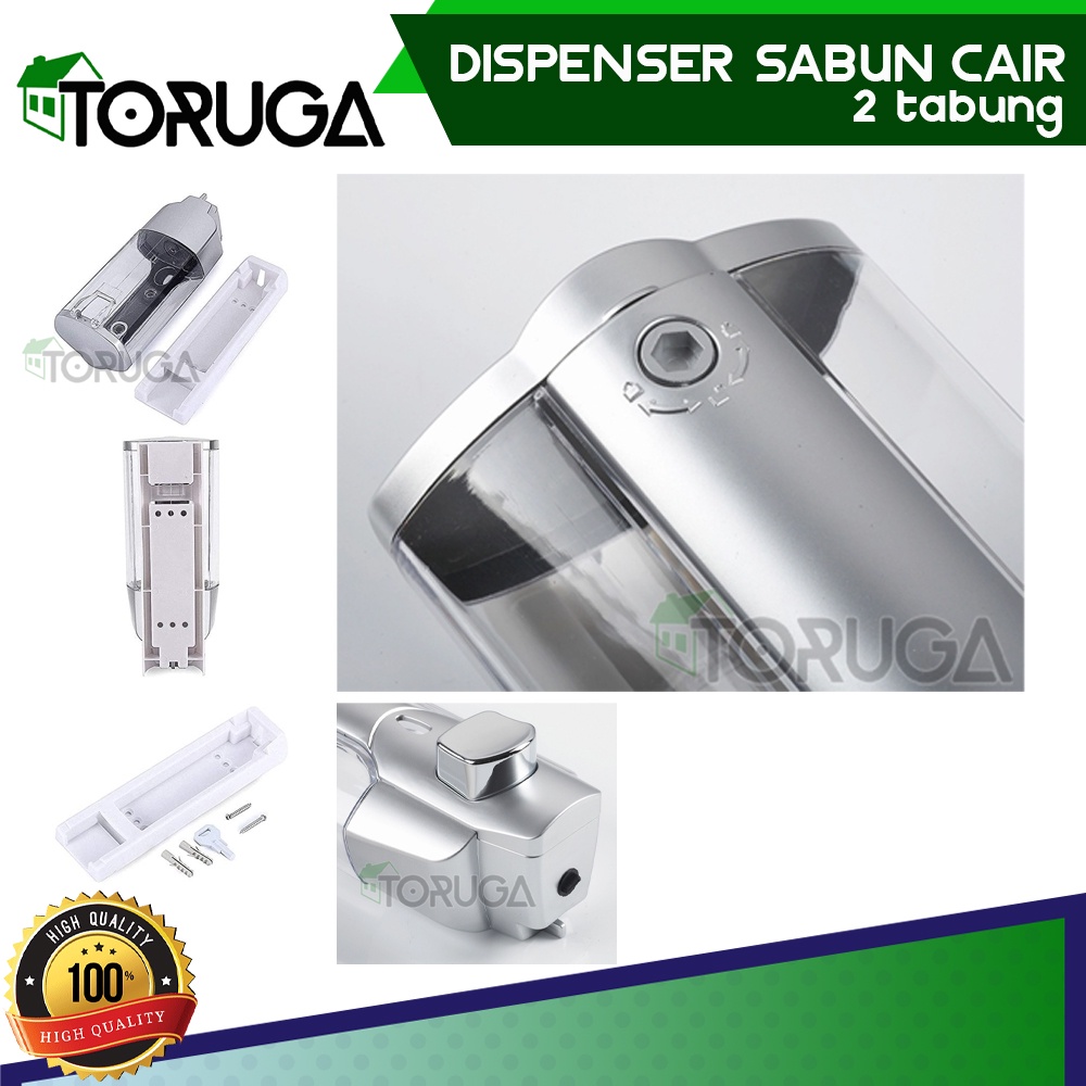 Dispenser Sabun Cair dan Shampo 2 Tabung Touch Soap Dispenser Keylock Sabun Cuci Tangan Cair 2in1