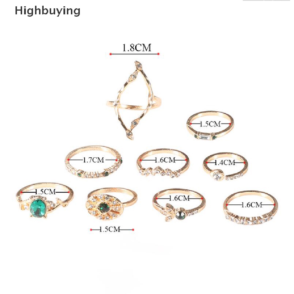 Hbid 9Pcs / Set Cincin Buku Jari Aneka Bentuk Gaya Bohemia Untuk Wanita