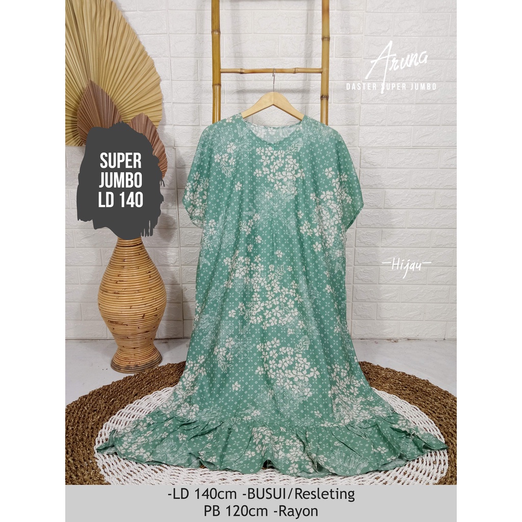 LD 140cm (40 Motif) Daster SUPER JUMBO dan Daster Kaftan LD 150cm Ruffle (Part 1) Daster Rempel JUMBO Daster Viral-Aruna Hijau