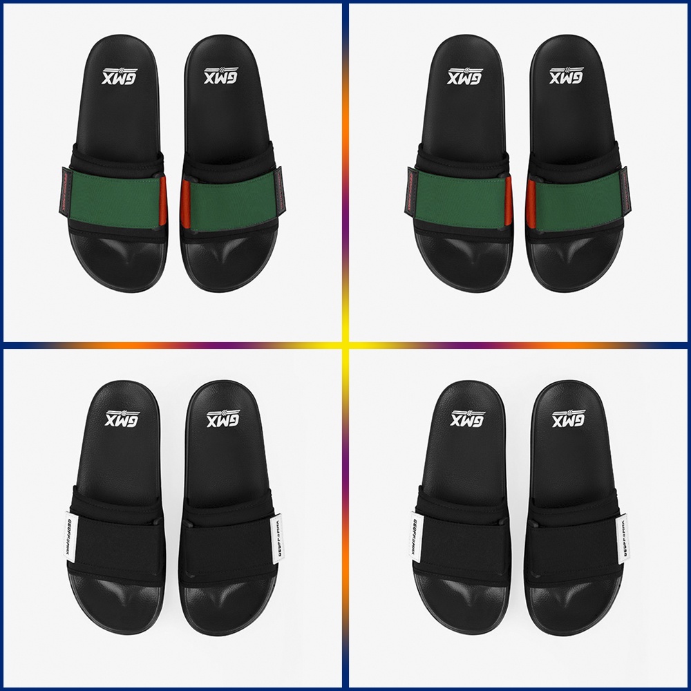 Sandal Geoff Max Original Quincy Black Green Red Sandal Slide Wanita Pria Unisex Geoff Gmx Asli