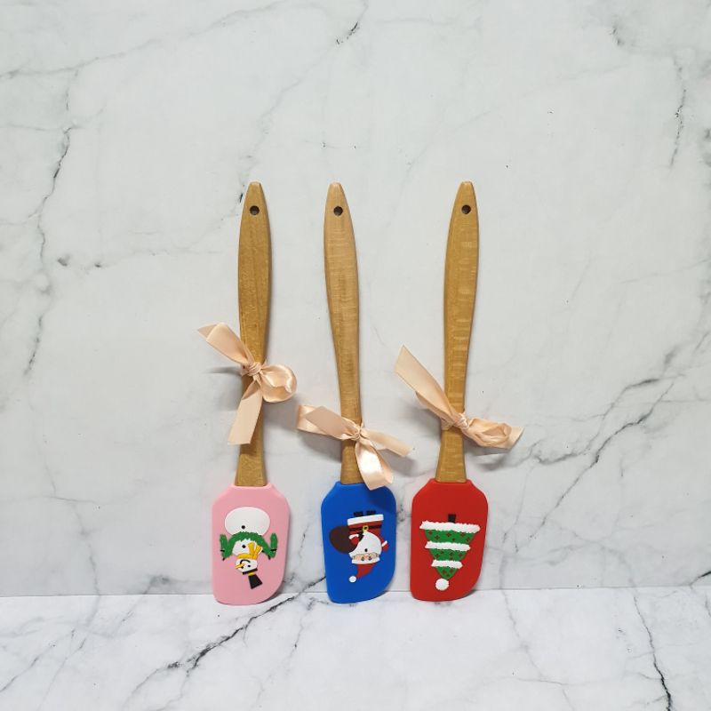 Small Xmas edition wooden silicone Spatula