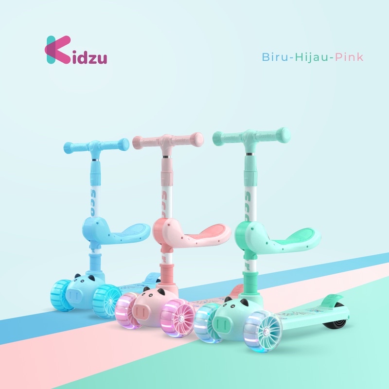 Scooter Anak Lipat Multifungsi (dengan lampu) Skuter Otoped Lipat