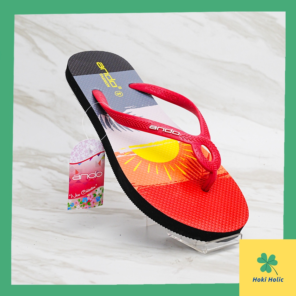 Ando Rossby - Sandal Jepit Wanita Lucu Terbaru - Motif Matahari - Sendal Jepit Ando - Sandal Ando Sunset