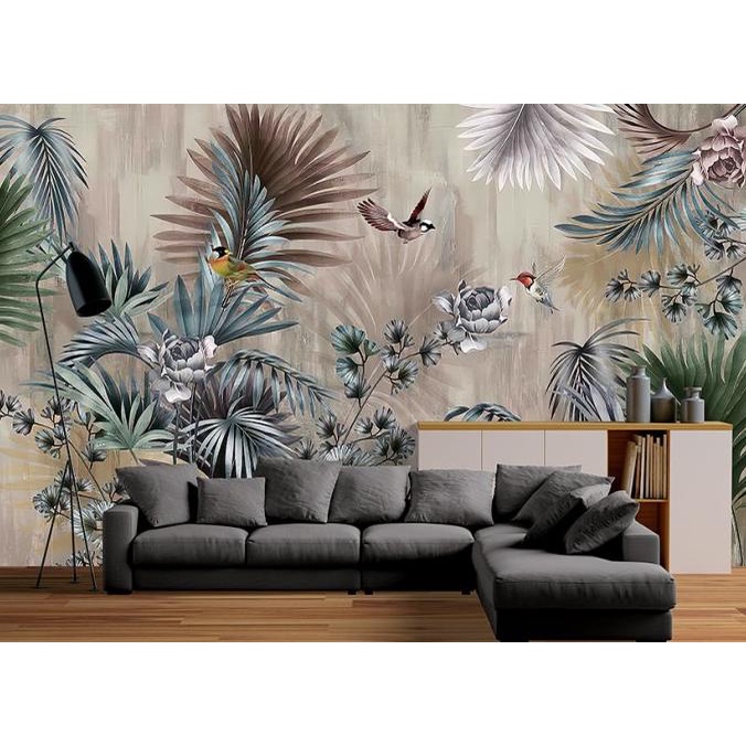 Photowall Mural 3D Dinding Wallpaper Mural Flamingo Burung Tropical Wd676538