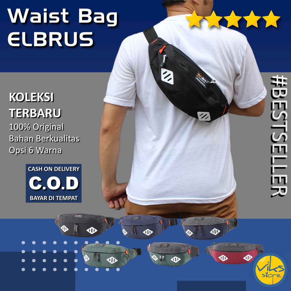 Tas Pinggang Pria Cowok Elbrus Tas Sunmori Original Selempang Waistbag Bahu Casual Premium Multifungsi Lokal