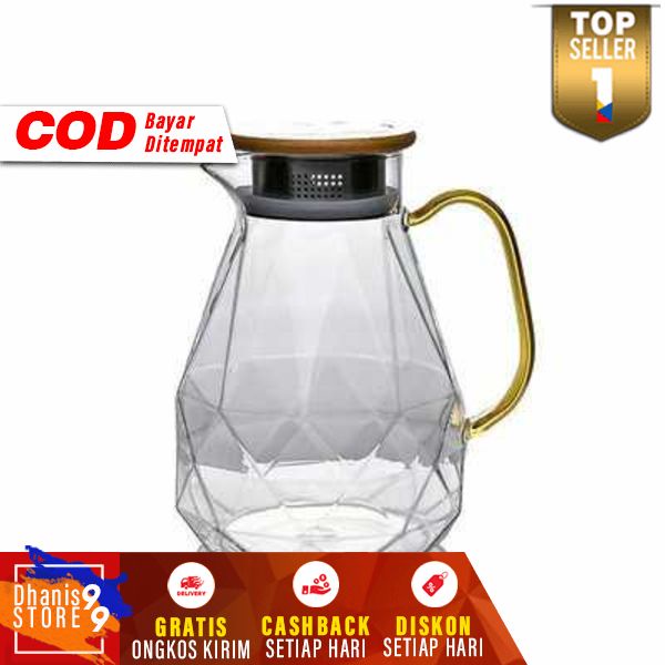 Teko Pitcher Teh Chinese Teapot Glass 1500ml Cangkir Tea Pot Unik Tahan Panas Teko Karakter Estetik Berkualitas